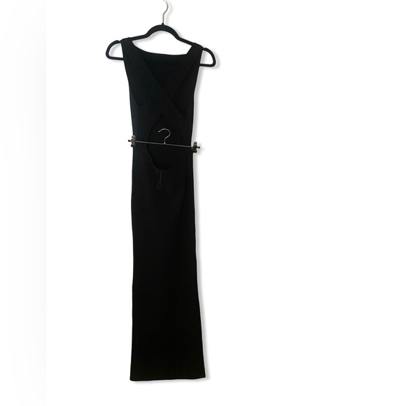 HELSA Lanli Knit Dress black open back maxi gown column sheath FWRD Revolve S - Picture 9 of 14